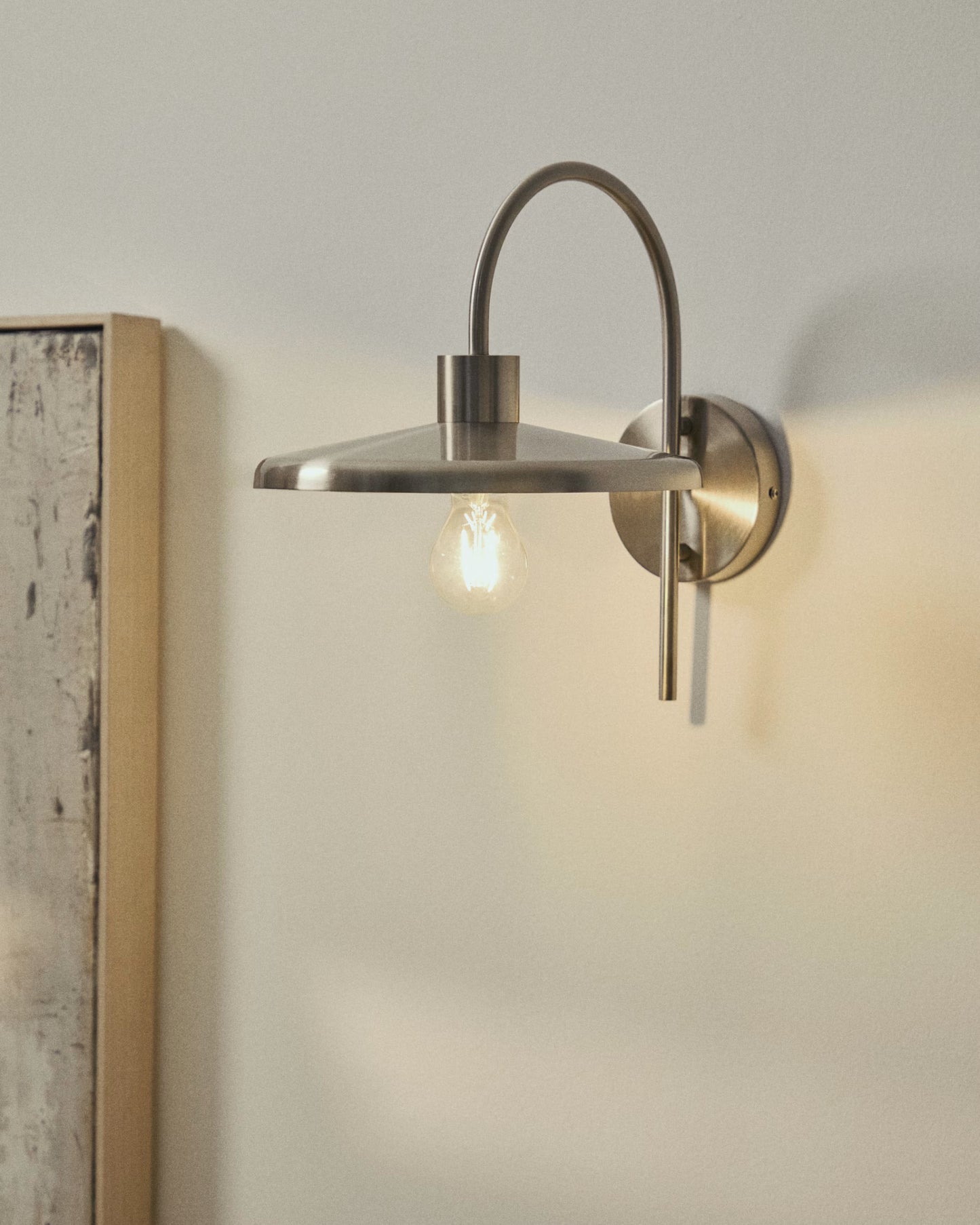Kave Home Nuvira Wall Light in Light Grey Brushed Metal