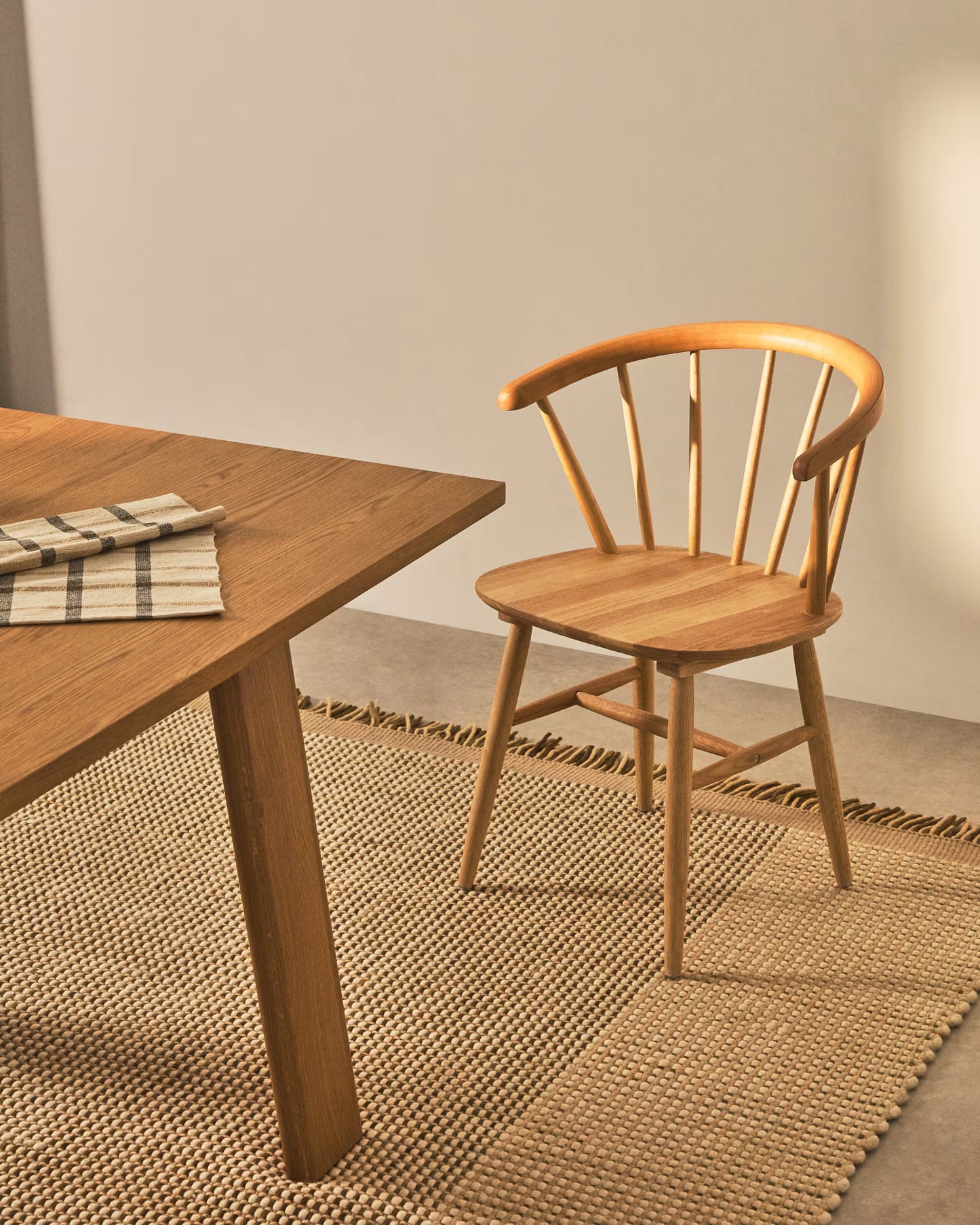 Kave Home Trise MDF and Solid Rubber Wood Chair with Natural Lacquer