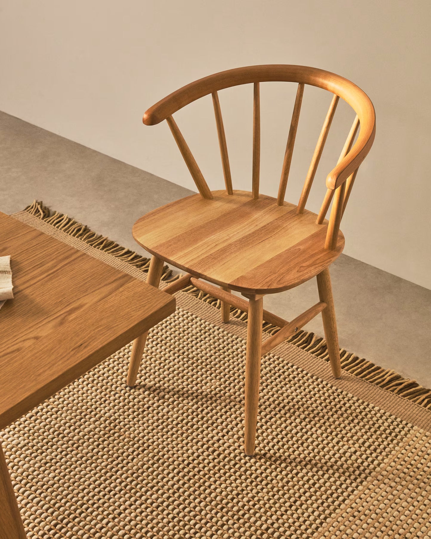 Kave Home Trise MDF and Solid Rubber Wood Chair with Natural Lacquer