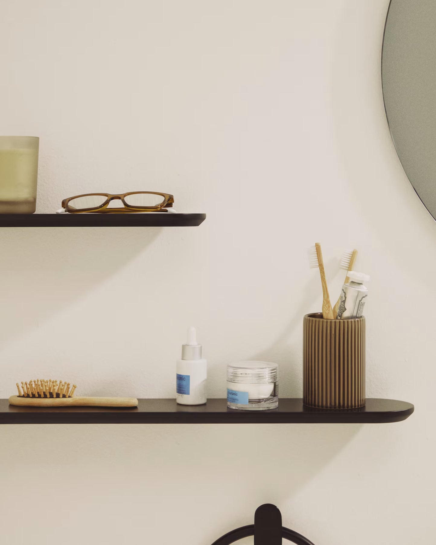 Kave Home Arely Set of 2 MDF Shelves with Black Lacquer Finish 35 cm/55 cm