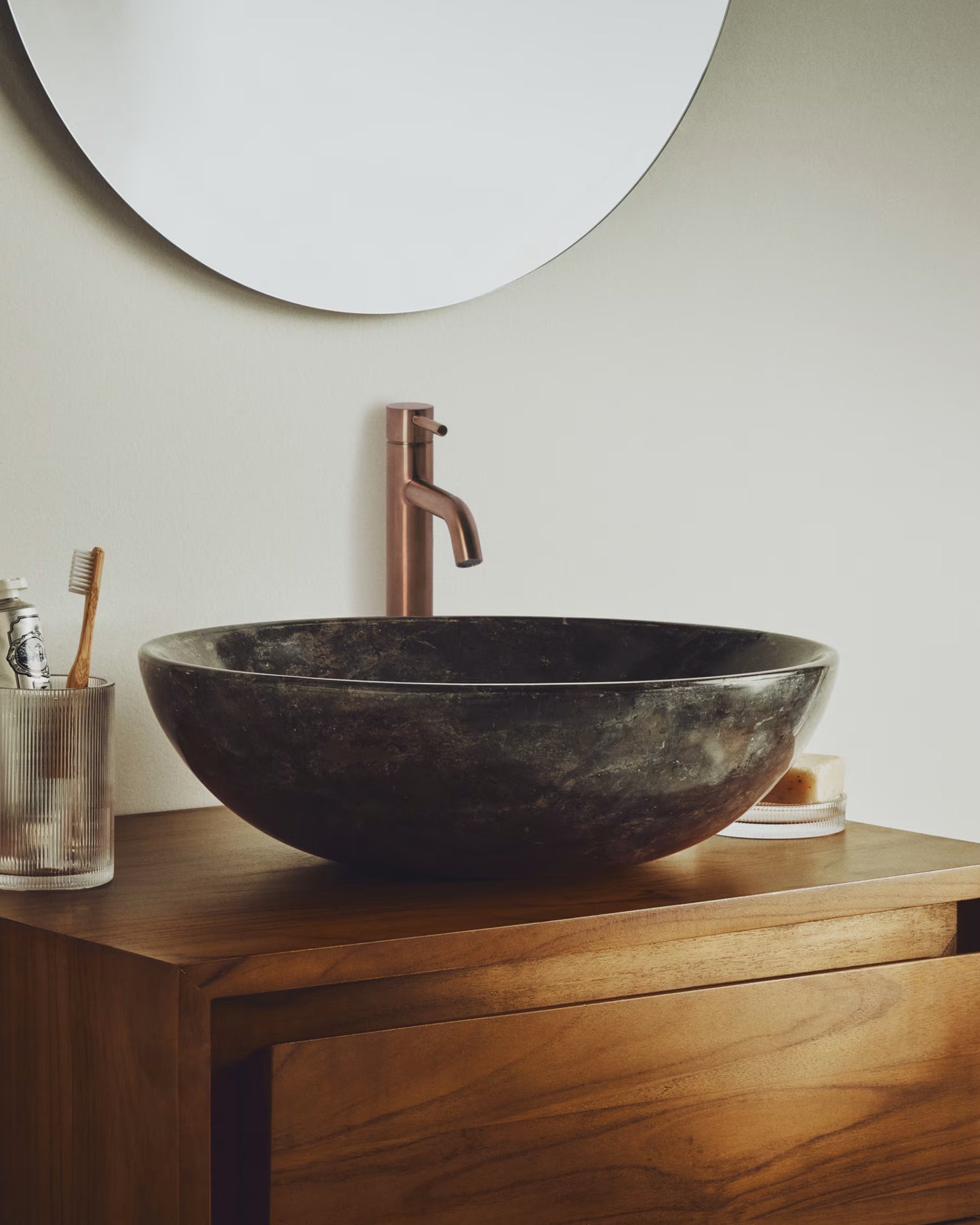 Kave Home Darnen Grey Marble Countertop Washbasin Ø 40cm