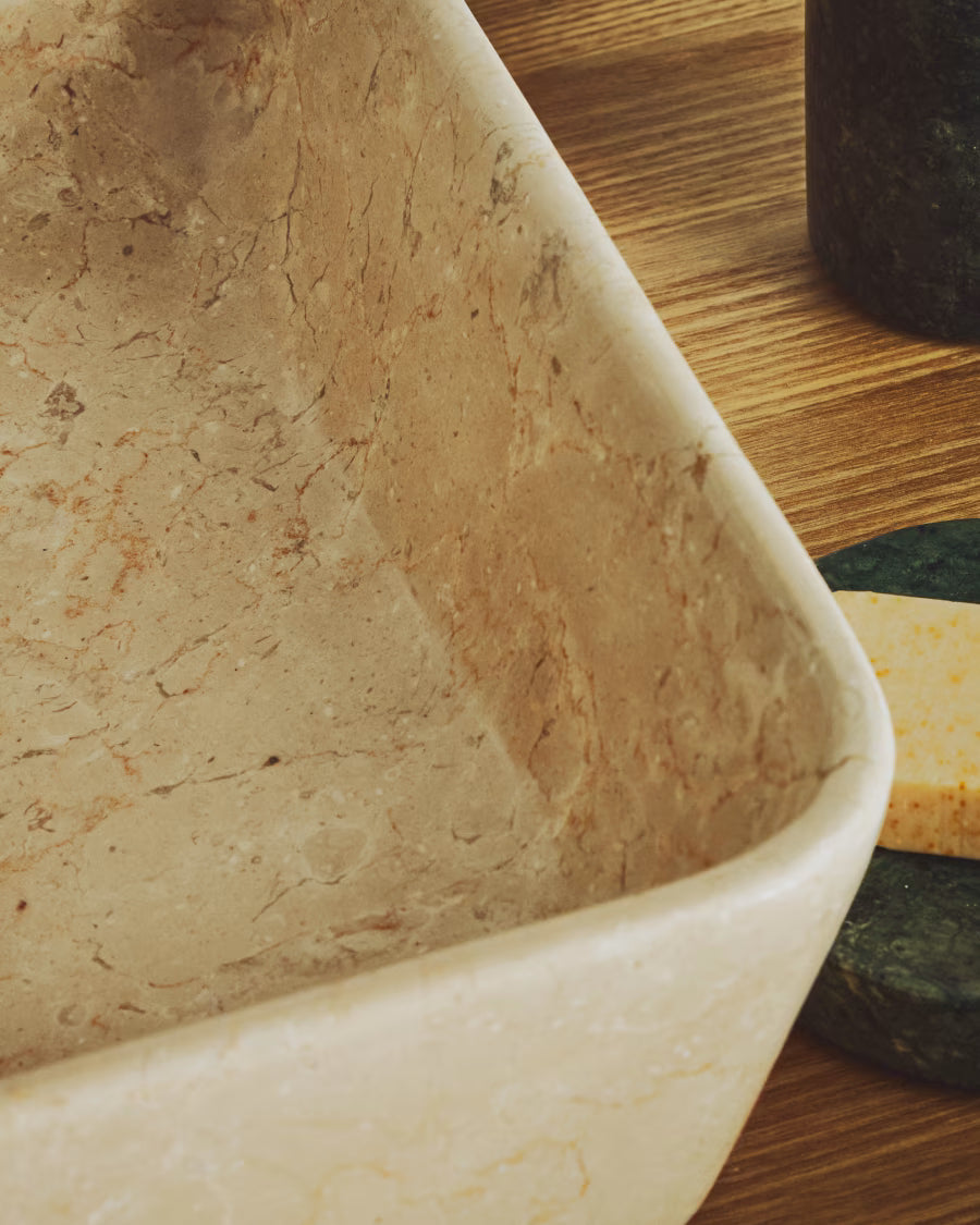 Kave Home Darnen Beige Marble Countertop Washbasin 55 x 35cm