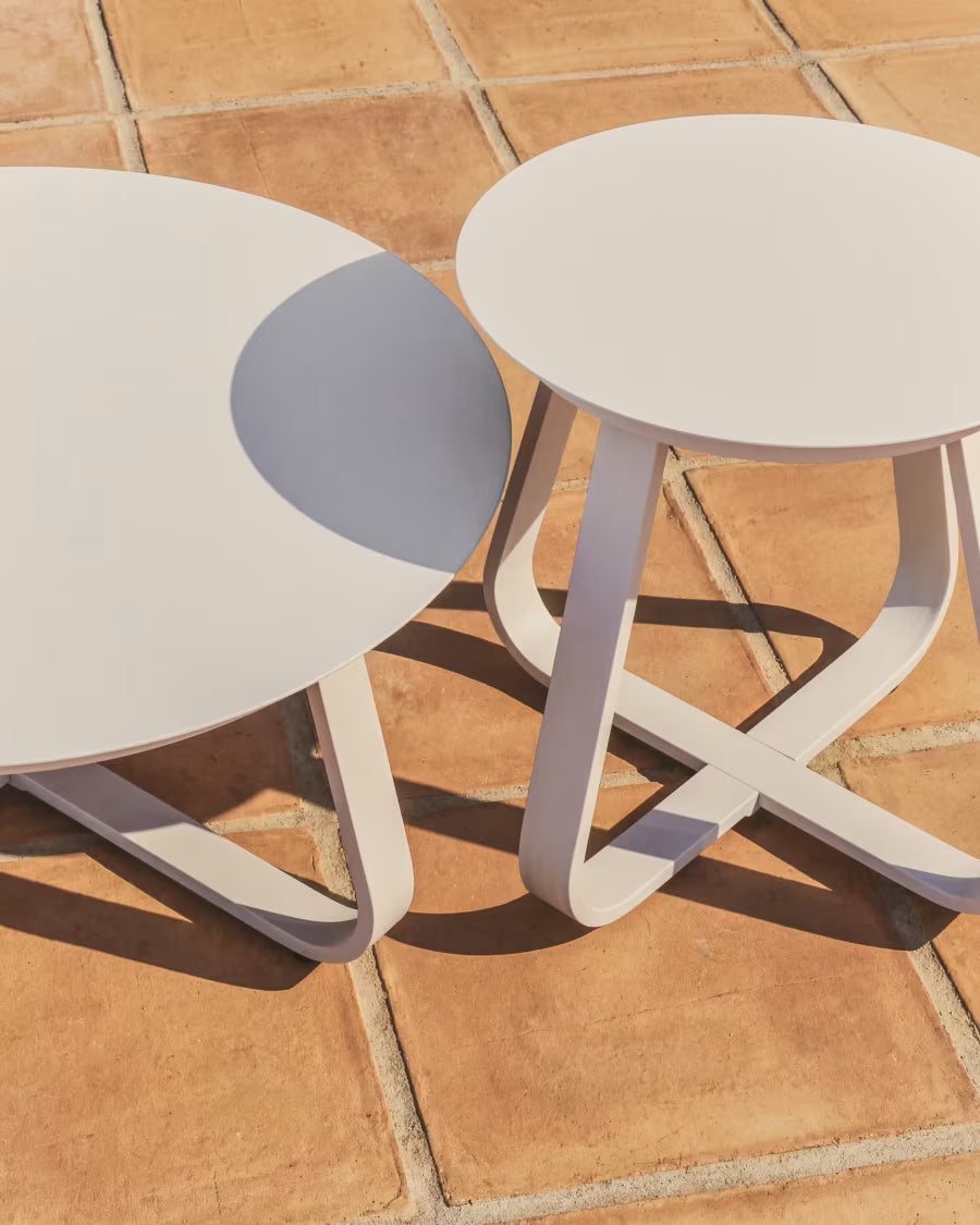 Kave Home Tamaris Ecru Aluminium Outdoor Side Table Ø48cm