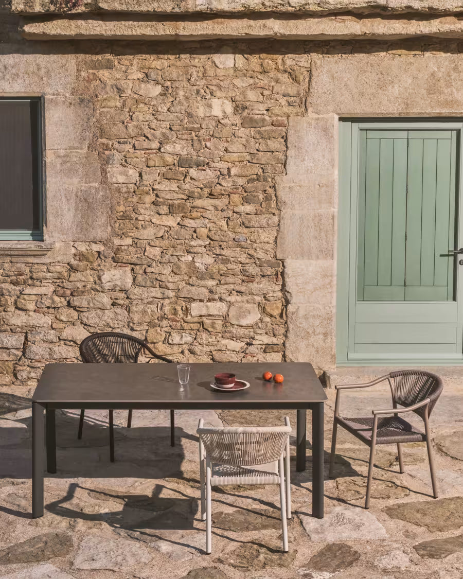 Kave Home Livadia Stackable Outdoor Chair in Ecru Aluminium