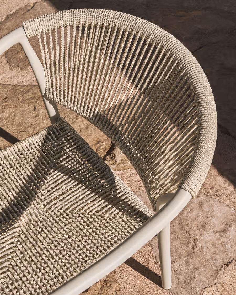 Kave Home Livadia Stackable Outdoor Chair in Ecru Aluminium