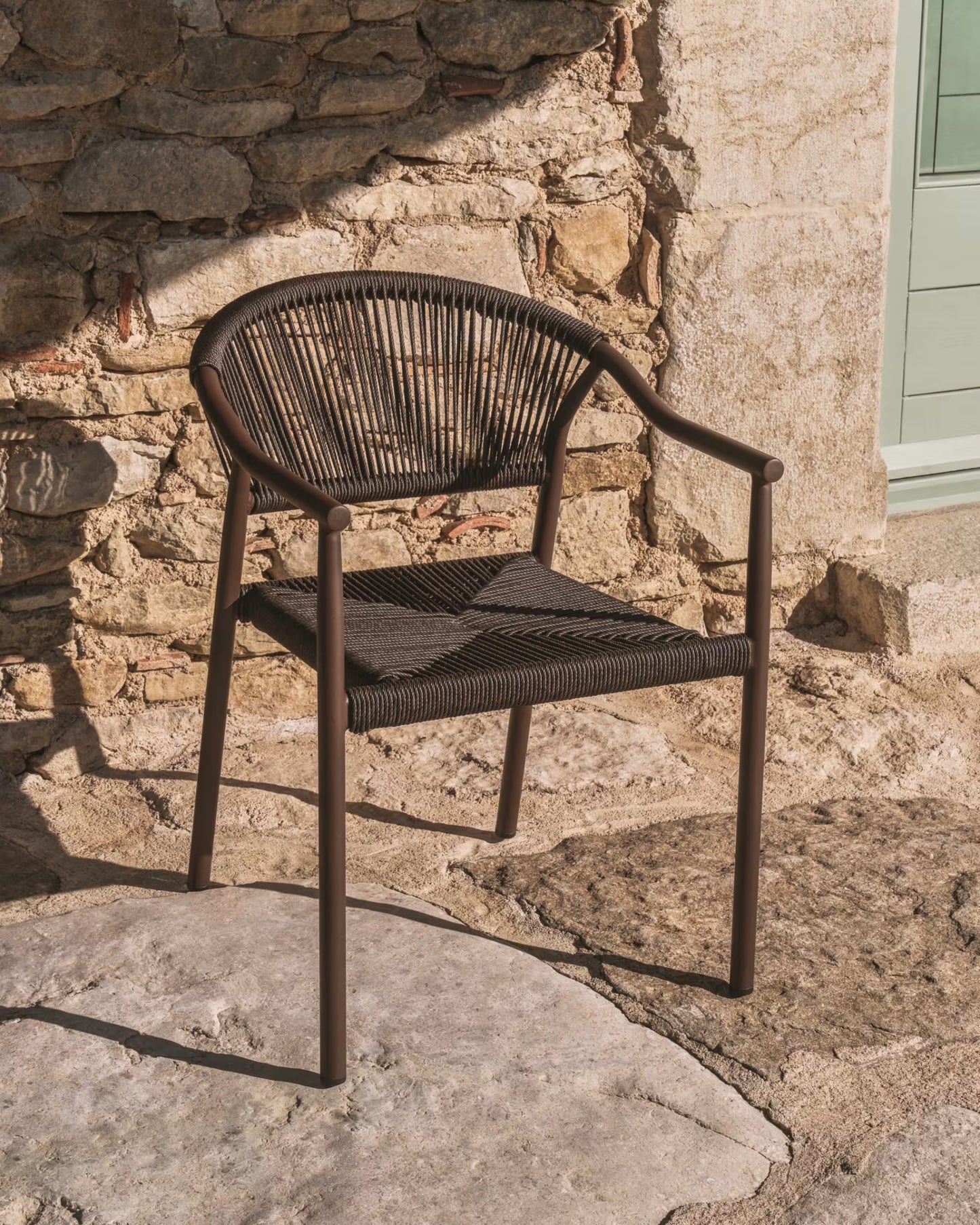 Kave Home Livadia Stackable Outdoor Chair in Brown Aluminium