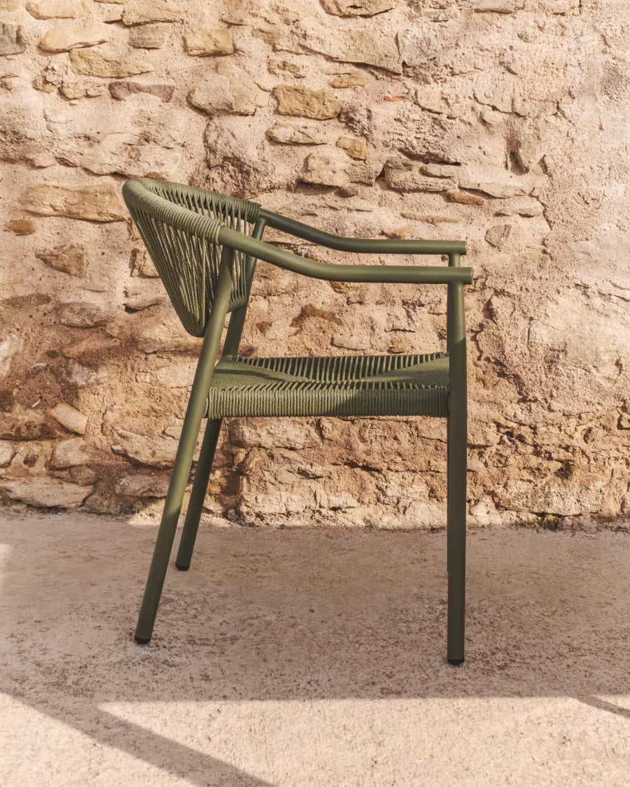 Kave Home Livadia Stackable Outdoor Chair in Green Aluminium