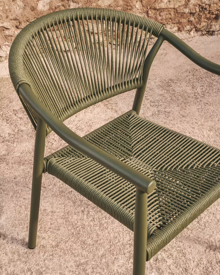 Kave Home Livadia Stackable Outdoor Chair in Green Aluminium