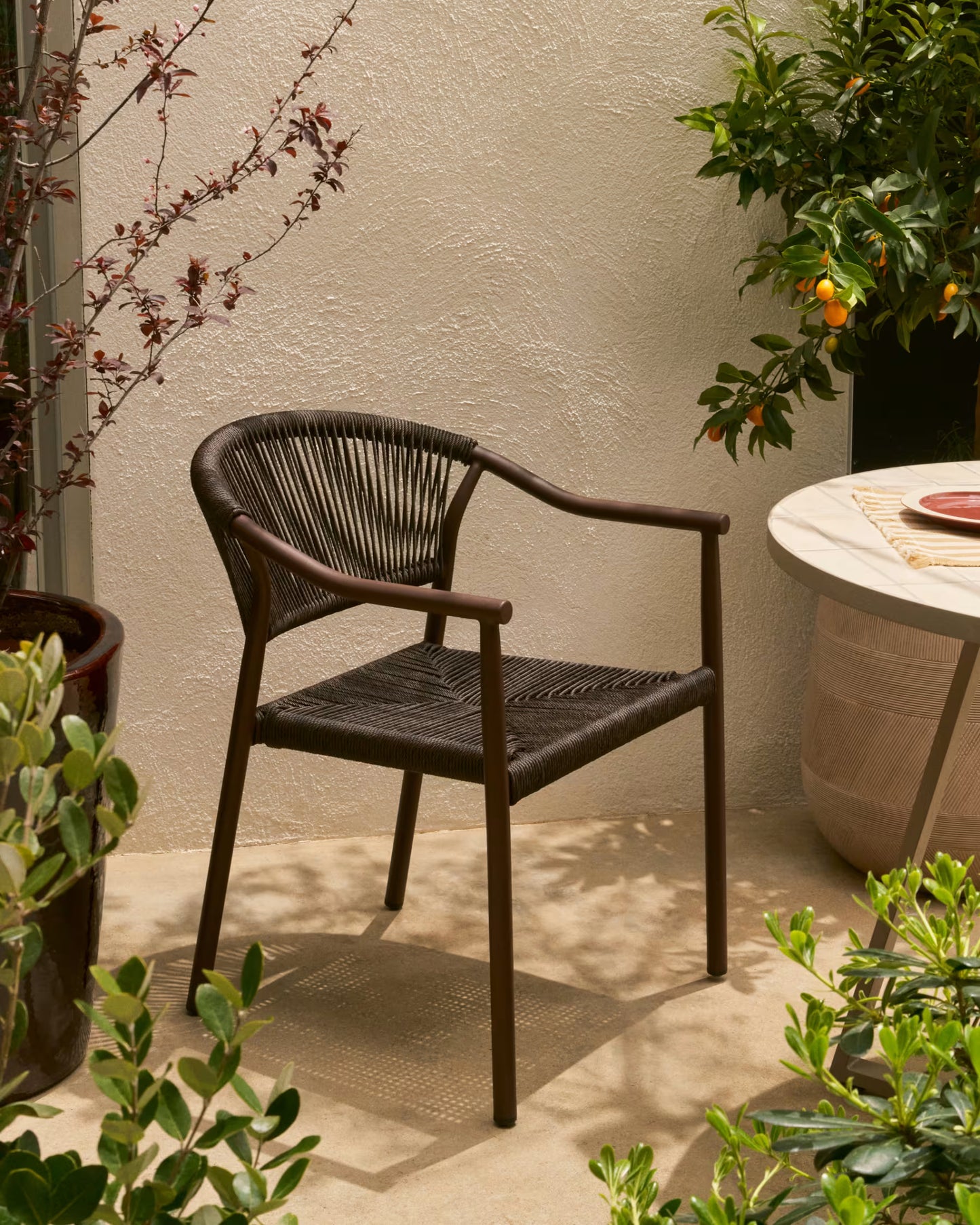 Kave Home Livadia Stackable Outdoor Chair in Brown Aluminium