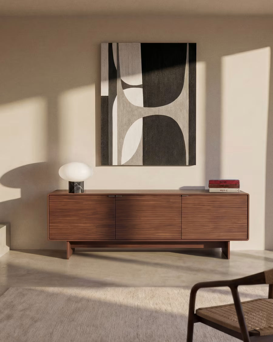 Kave Home Norlen 3-Door TV Stand in Walnut Veneer FSC Mix Credit 150 x 46 cm