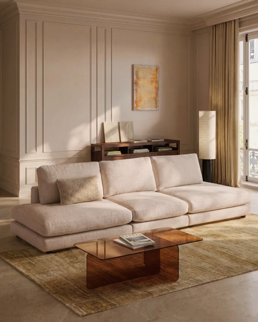 Kave Home Zaren Brown, Tempered-Glass Coffee Table, 120 x 60 cm