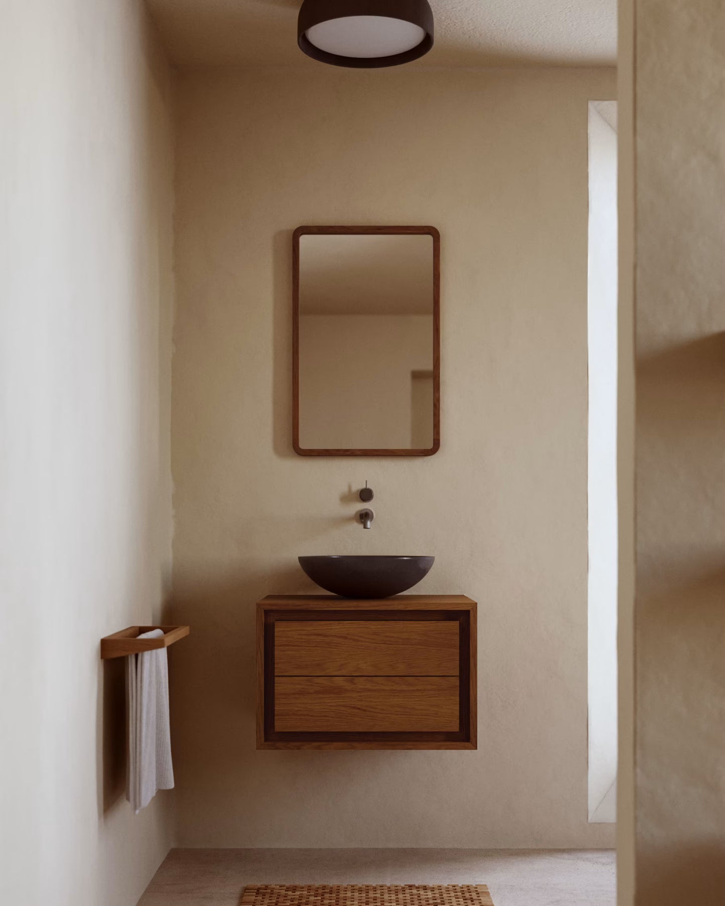 Kave Home Kenta Bathroom Furniture in Solid Teak Wood with a Walnut Finish, 60 x 45 cm