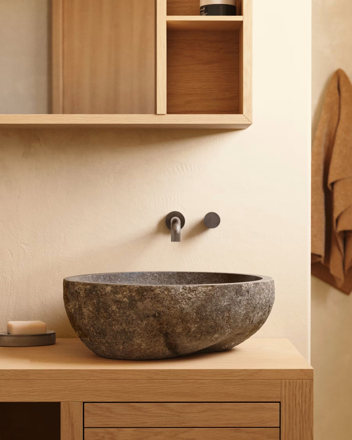 Kave Home Tetsu Stone Wash Basin, Ø 40 cm