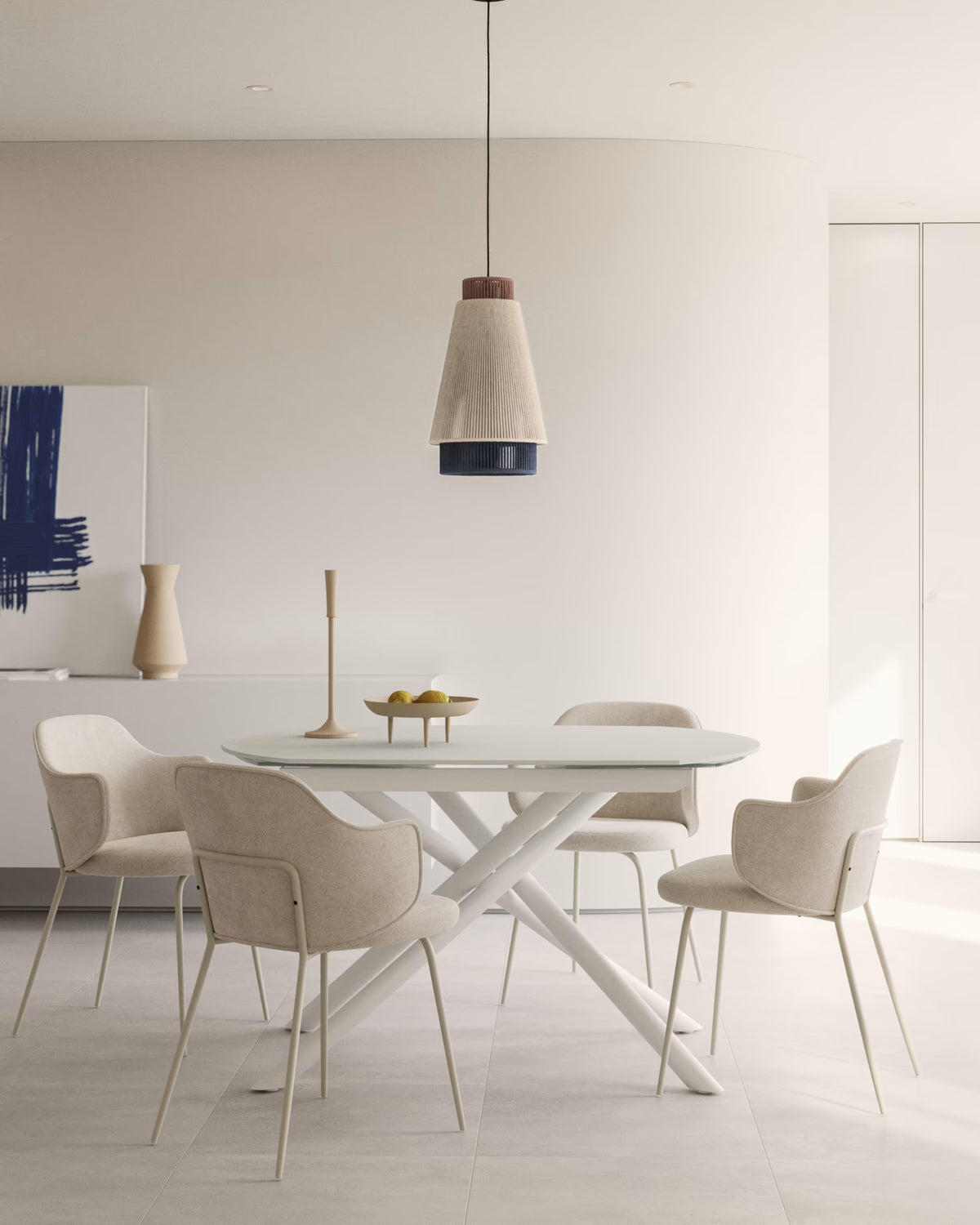 Kave Home Yunia Chair in Beige with Steel Legs in a Painted Beige Finish FR