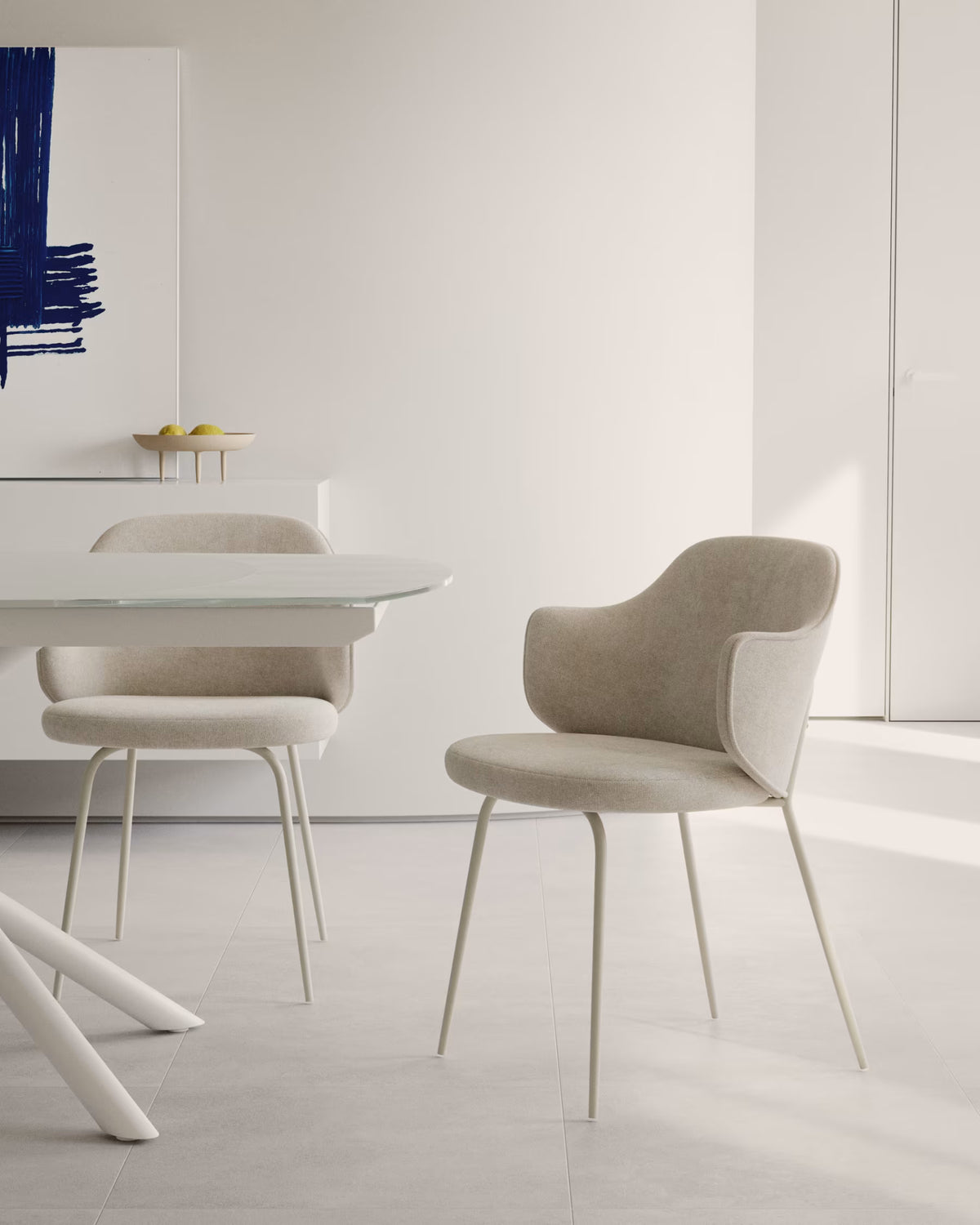 Kave Home Yunia Chair in Beige with Steel Legs in a Painted Beige Finish FR