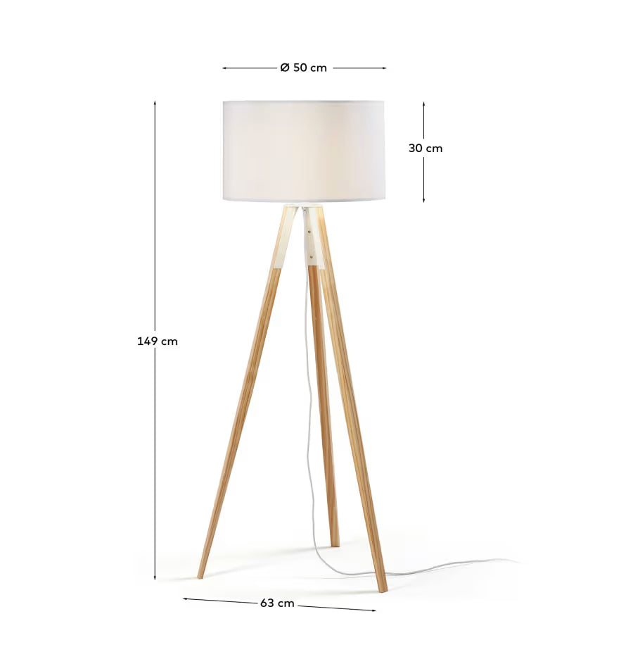 Kave Home Iguazu Floor Lamp in Solid Pine Wood