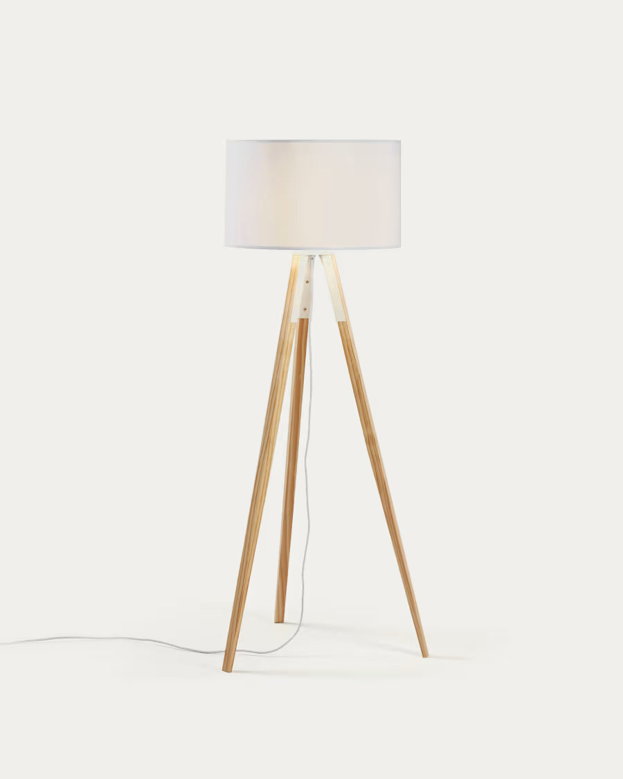 Kave Home Iguazu Floor Lamp in Solid Pine Wood