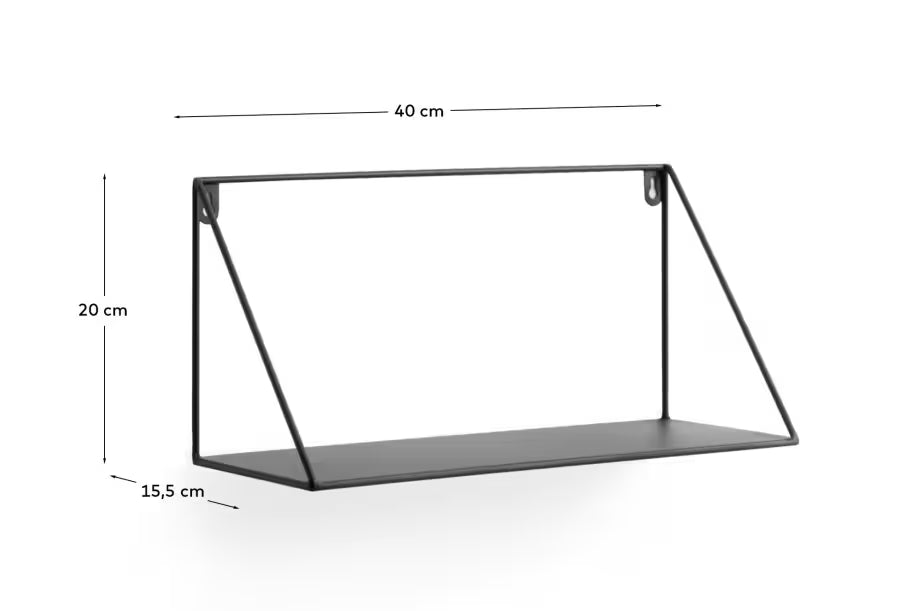 Kave Home Teg Triangular Shelf in Steel with Black Finish 40 x 20 cm