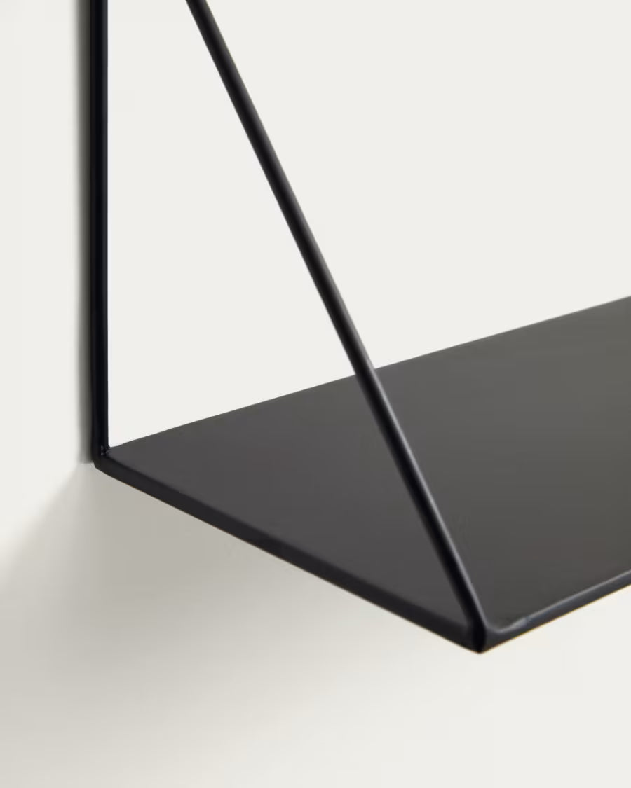 Kave Home Teg Triangular Shelf in Steel with Black Finish 40 x 20 cm