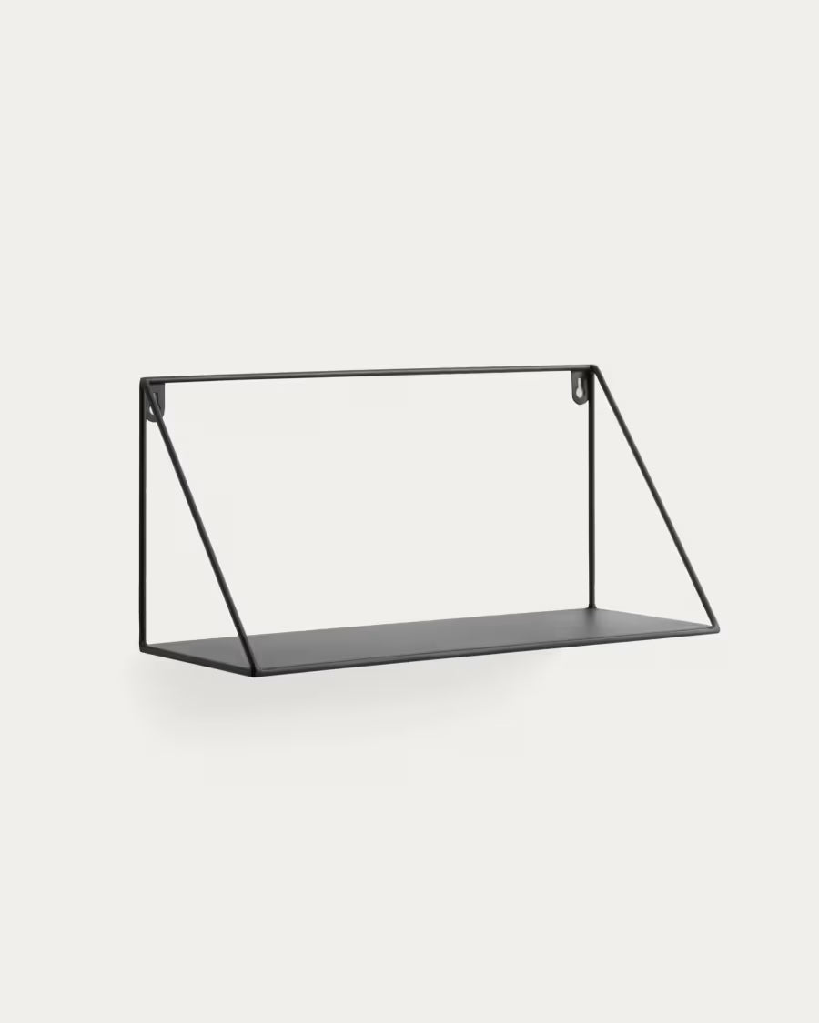 Kave Home Teg Triangular Shelf in Steel with Black Finish 40 x 20 cm
