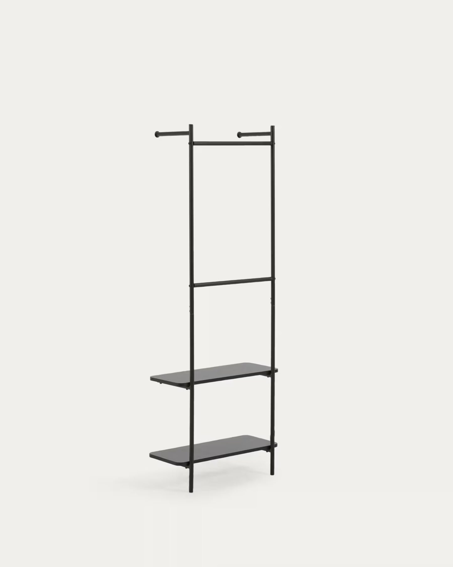 Kave Home Galatia Melamine and Metal Clothes Rail with Black Finish 60 x 162 cm