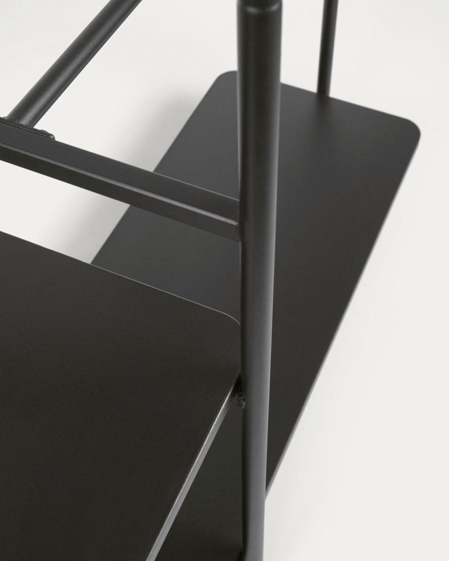 Kave Home Galatia Melamine and Metal Clothes Rail with Bench in Black Finish 100 x 150 cm