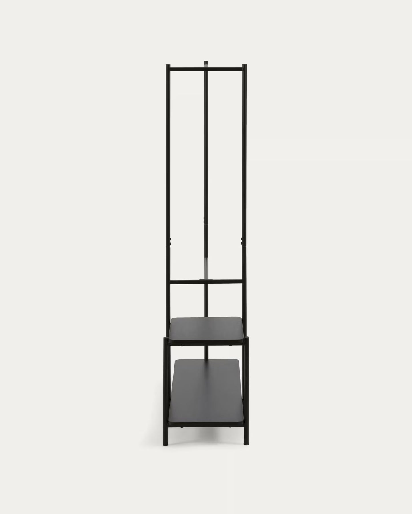 Kave Home Galatia Melamine and Metal Clothes Rail with Bench in Black Finish 100 x 150 cm