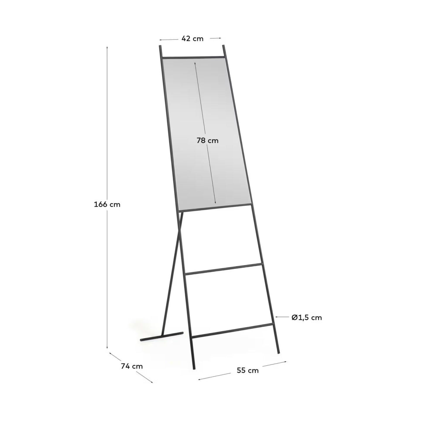 Kave Home Norland Black Metal Full-Length Mirror 55 x 166 cm