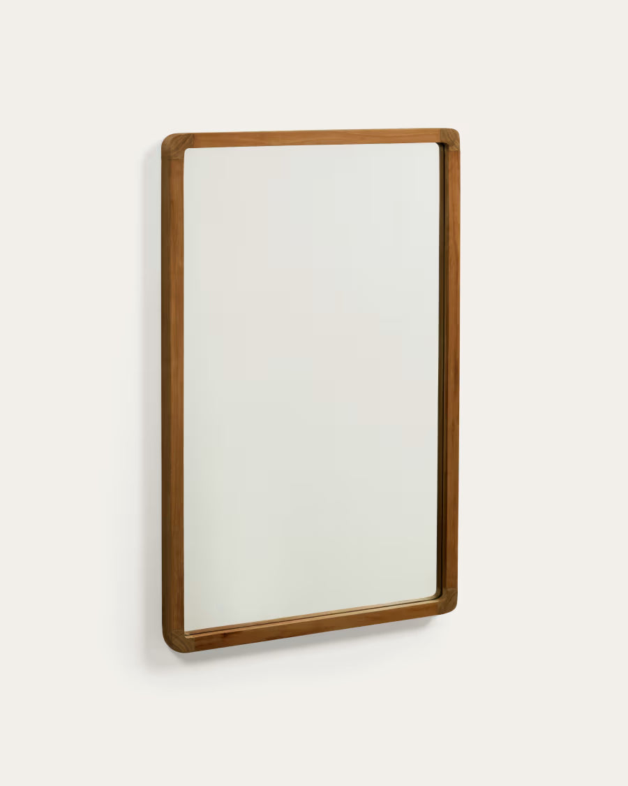 Kave Home Shamel Solid Teak Mirror with a Walnut Finish, 45 x 70 cm