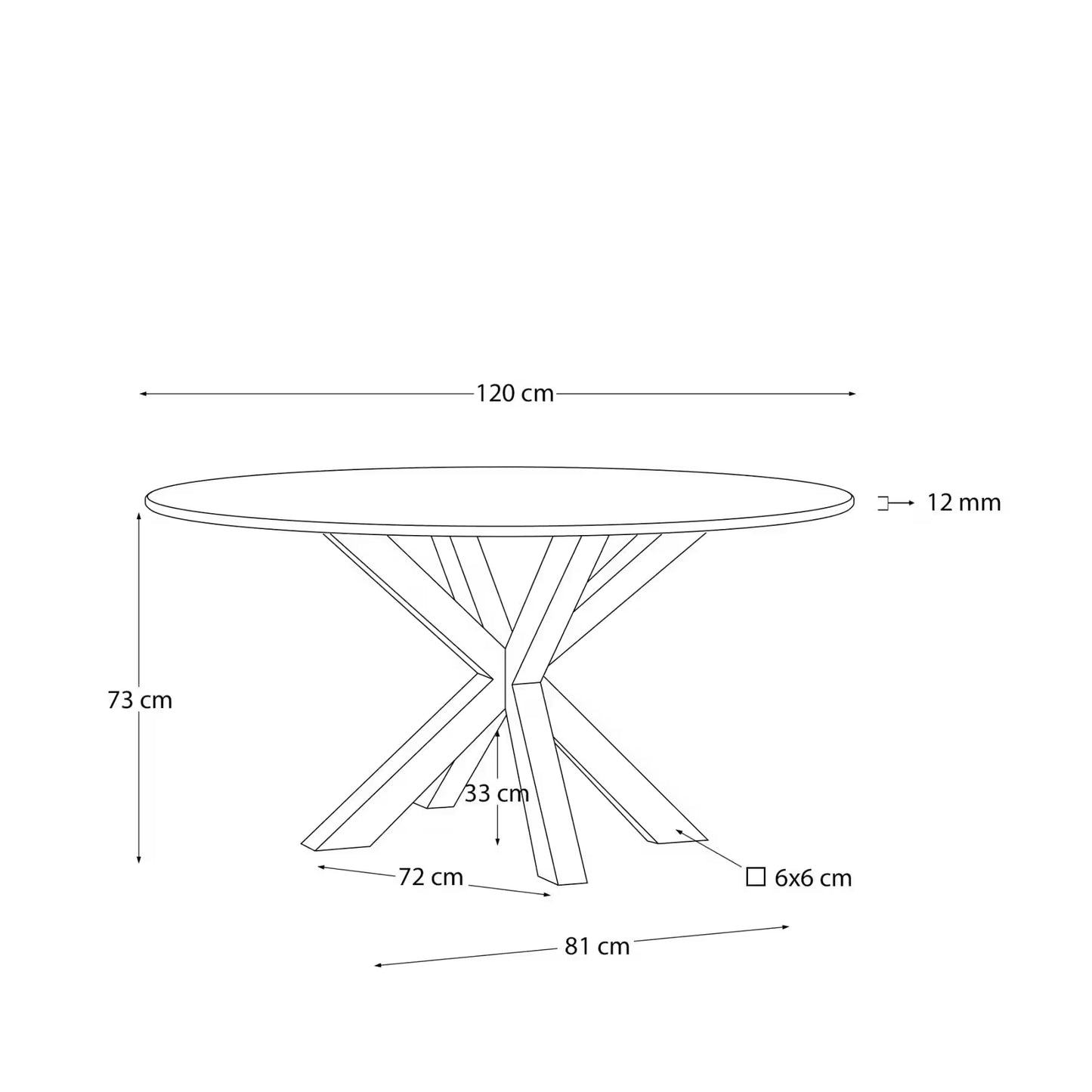 Kave Home Argo Round, Transparent, Glass Table Top, Ø 120 cm