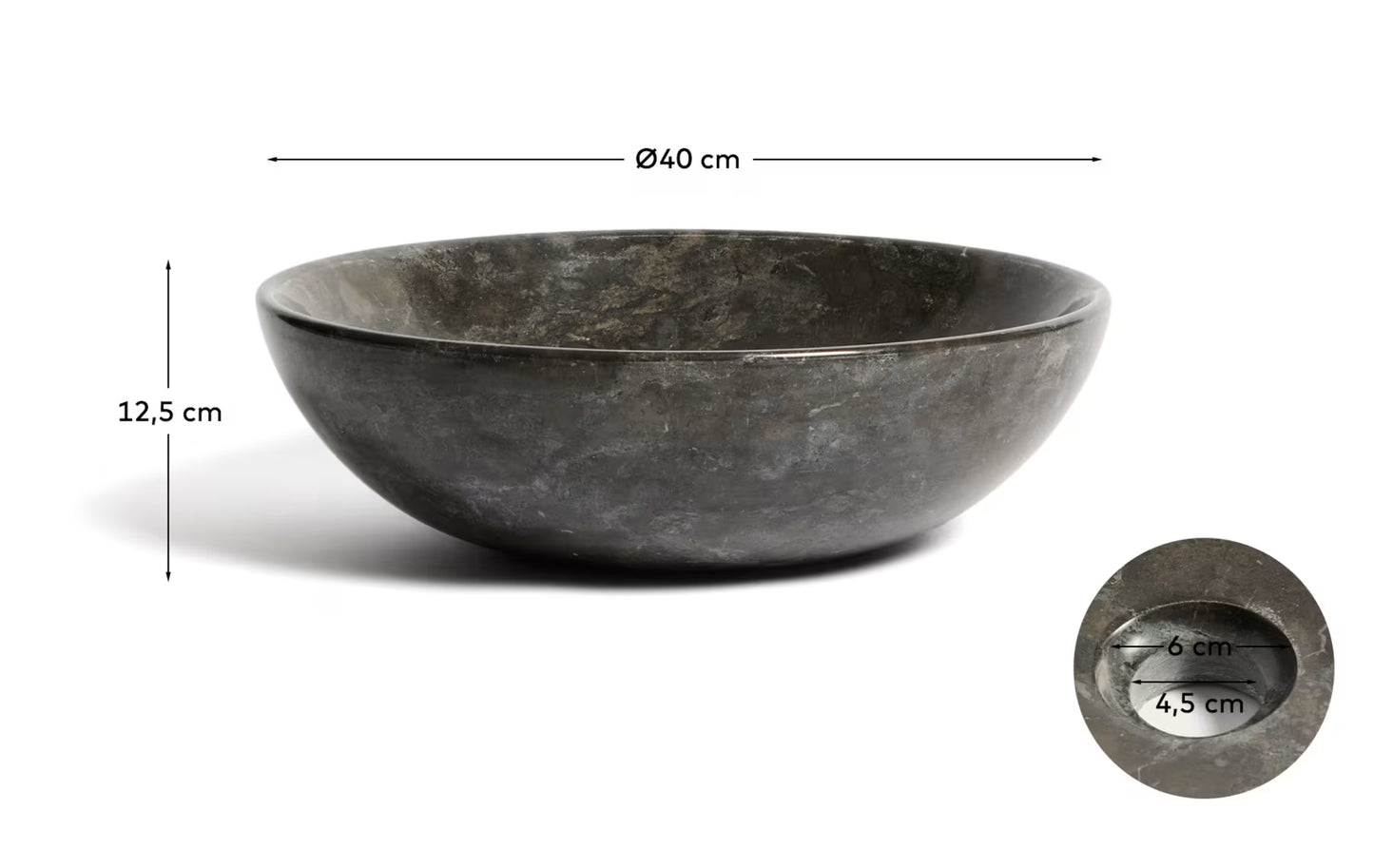 Kave Home Darnen Grey Marble Countertop Washbasin Ø 40cm