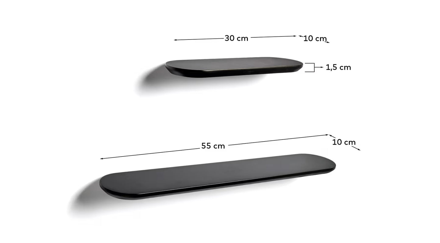Kave Home Arely Set of 2 MDF Shelves with Black Lacquer Finish 35 cm/55 cm