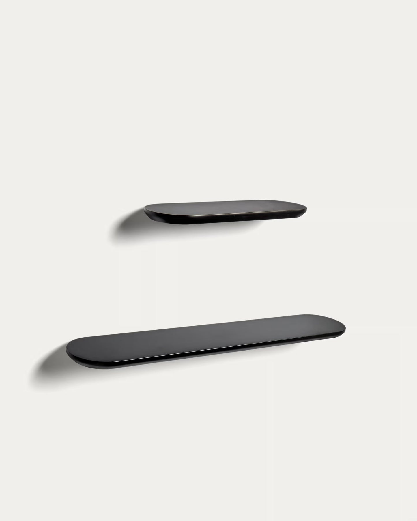 Kave Home Arely Set of 2 MDF Shelves with Black Lacquer Finish 35 cm/55 cm