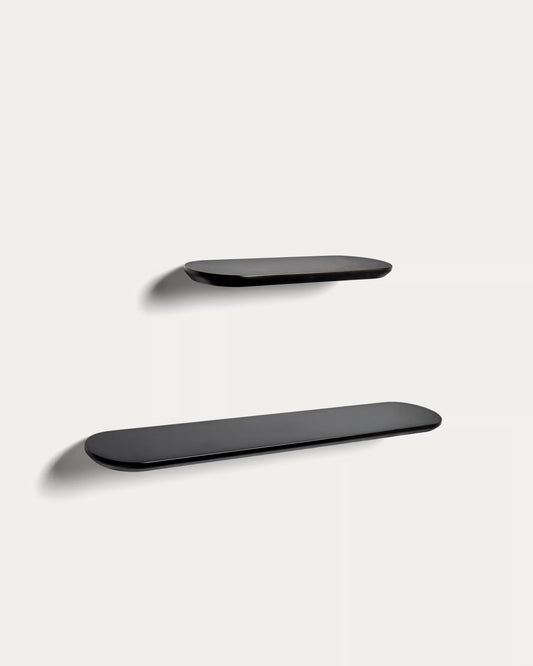 Kave Home Arely Set of 2 MDF Shelves with Black Lacquer Finish 35 cm/55 cm