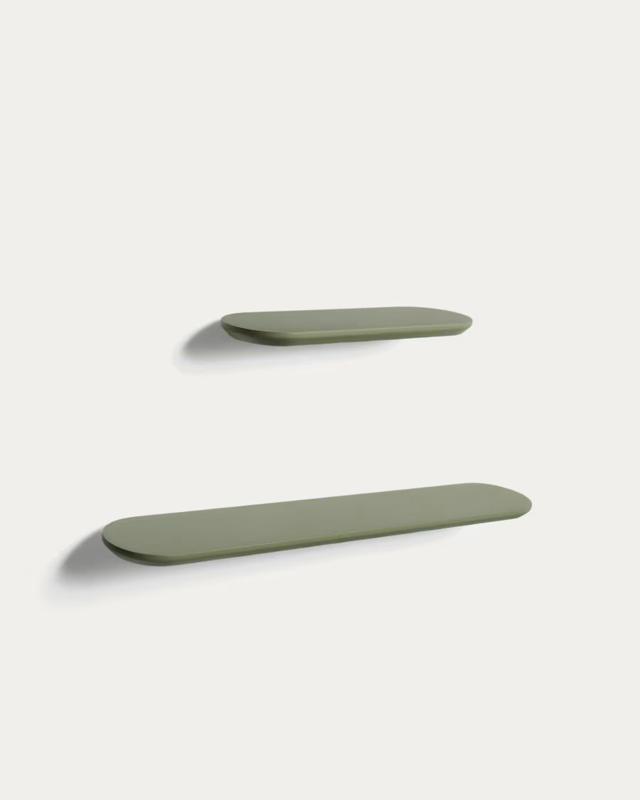 Kave Home Arely Set of 2 Shelves in Mdf with Green Lacquer Finish 35 cm/55 cm
