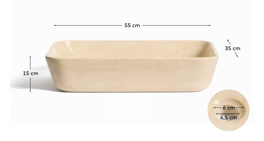 Kave Home Darnen Beige Marble Countertop Washbasin 55 x 35cm