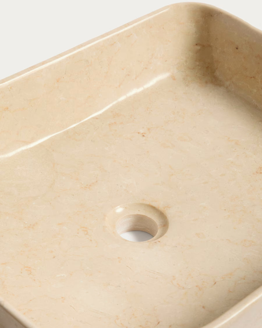 Kave Home Darnen Beige Marble Countertop Washbasin 55 x 35cm