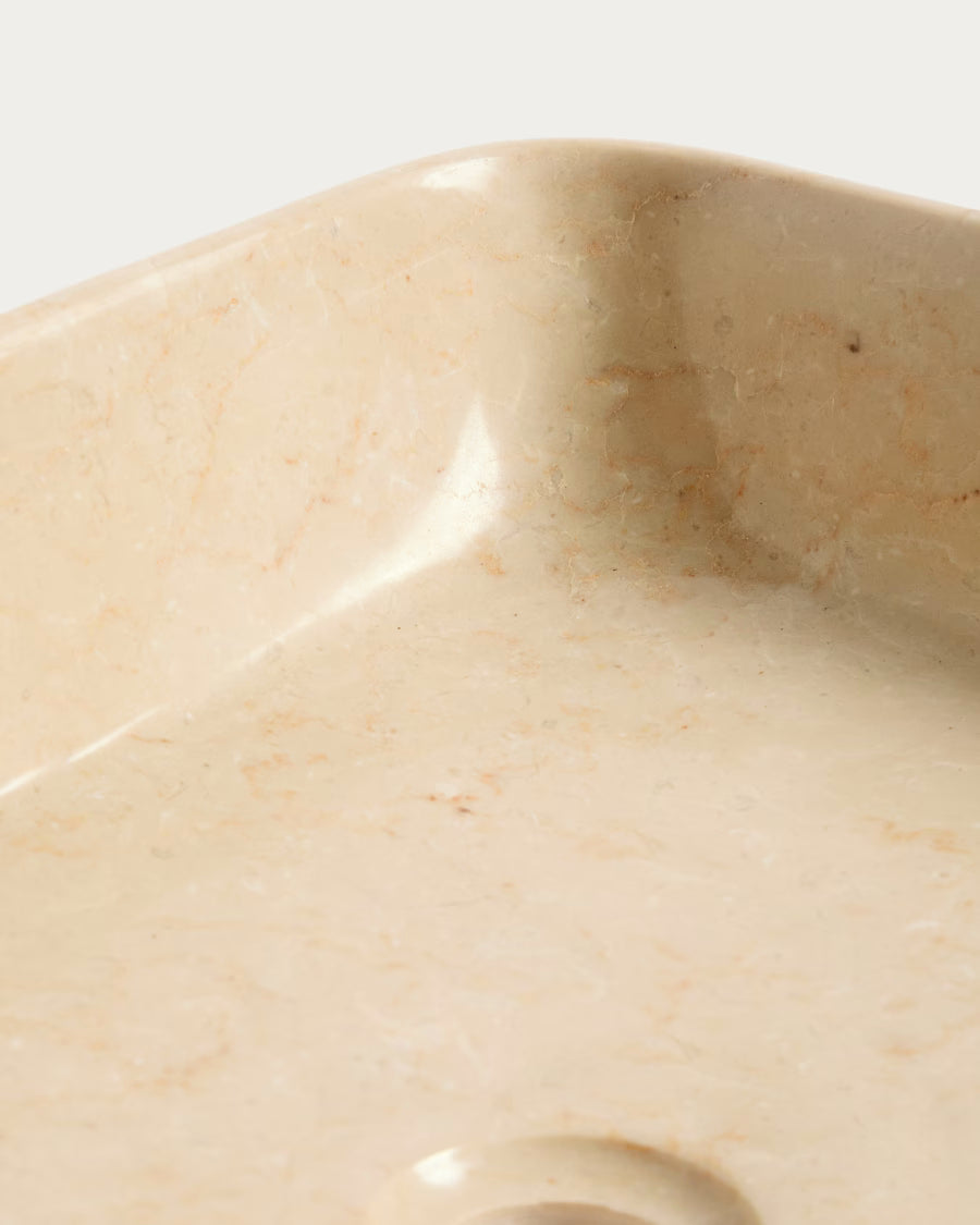 Kave Home Darnen Beige Marble Countertop Washbasin 55 x 35cm