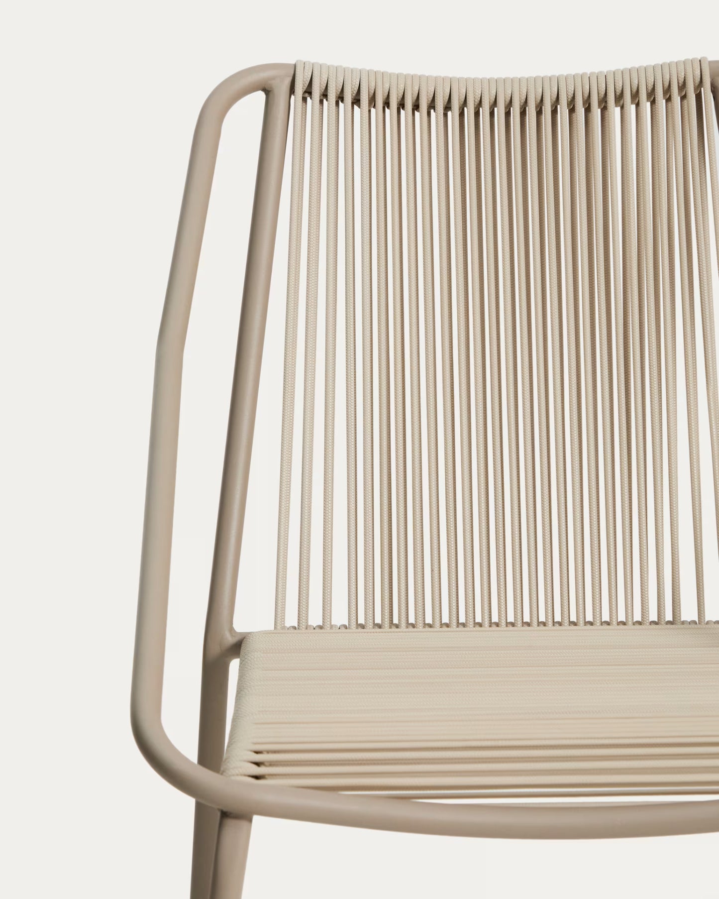 Kave Home Zivia Stackable Outdoor Chair in Ecru Rope Cord and Taupe Galvanised Steel