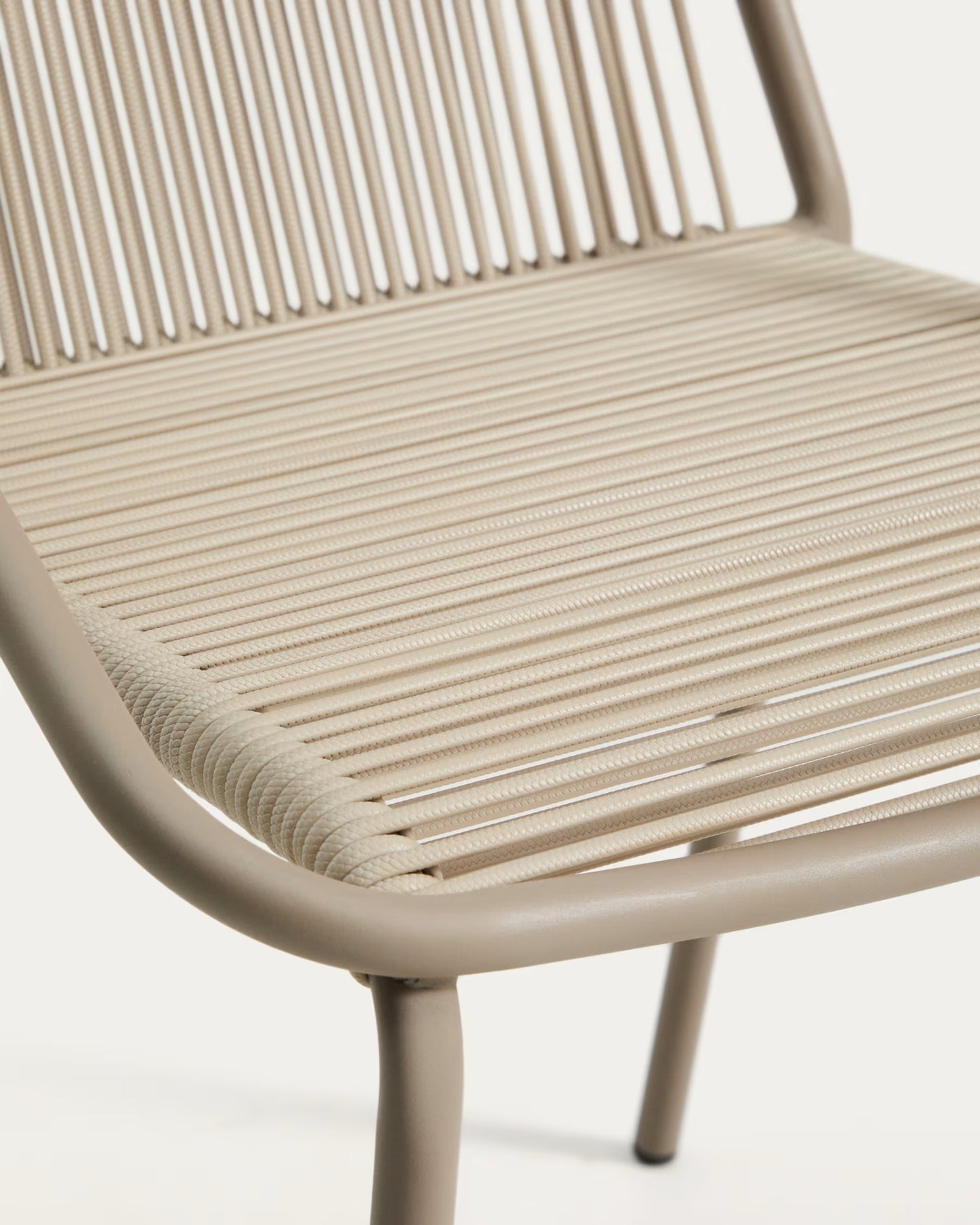 Kave Home Zivia Stackable Outdoor Chair in Ecru Rope Cord and Taupe Galvanised Steel