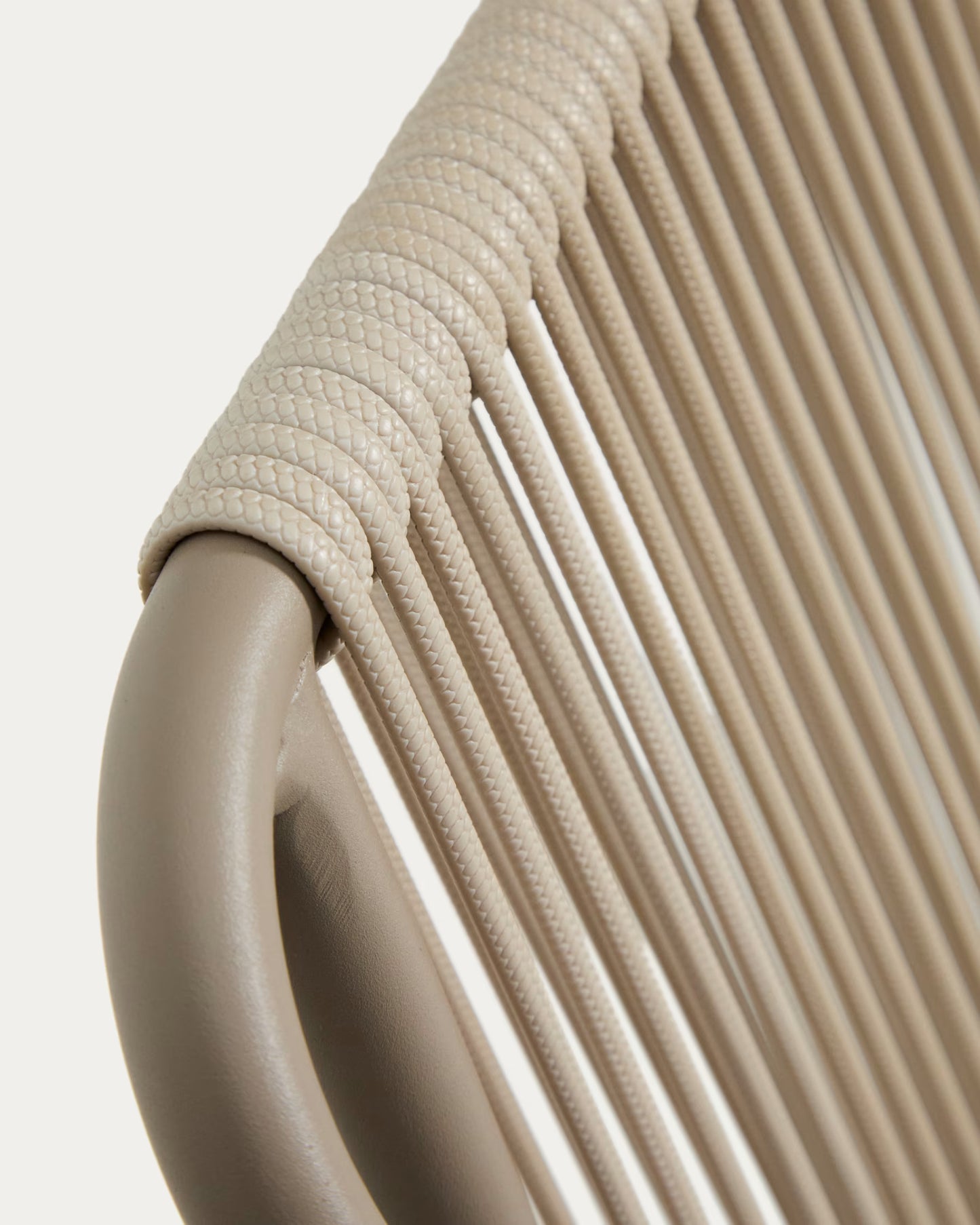 Kave Home Zivia Stackable Outdoor Chair in Ecru Rope Cord and Taupe Galvanised Steel