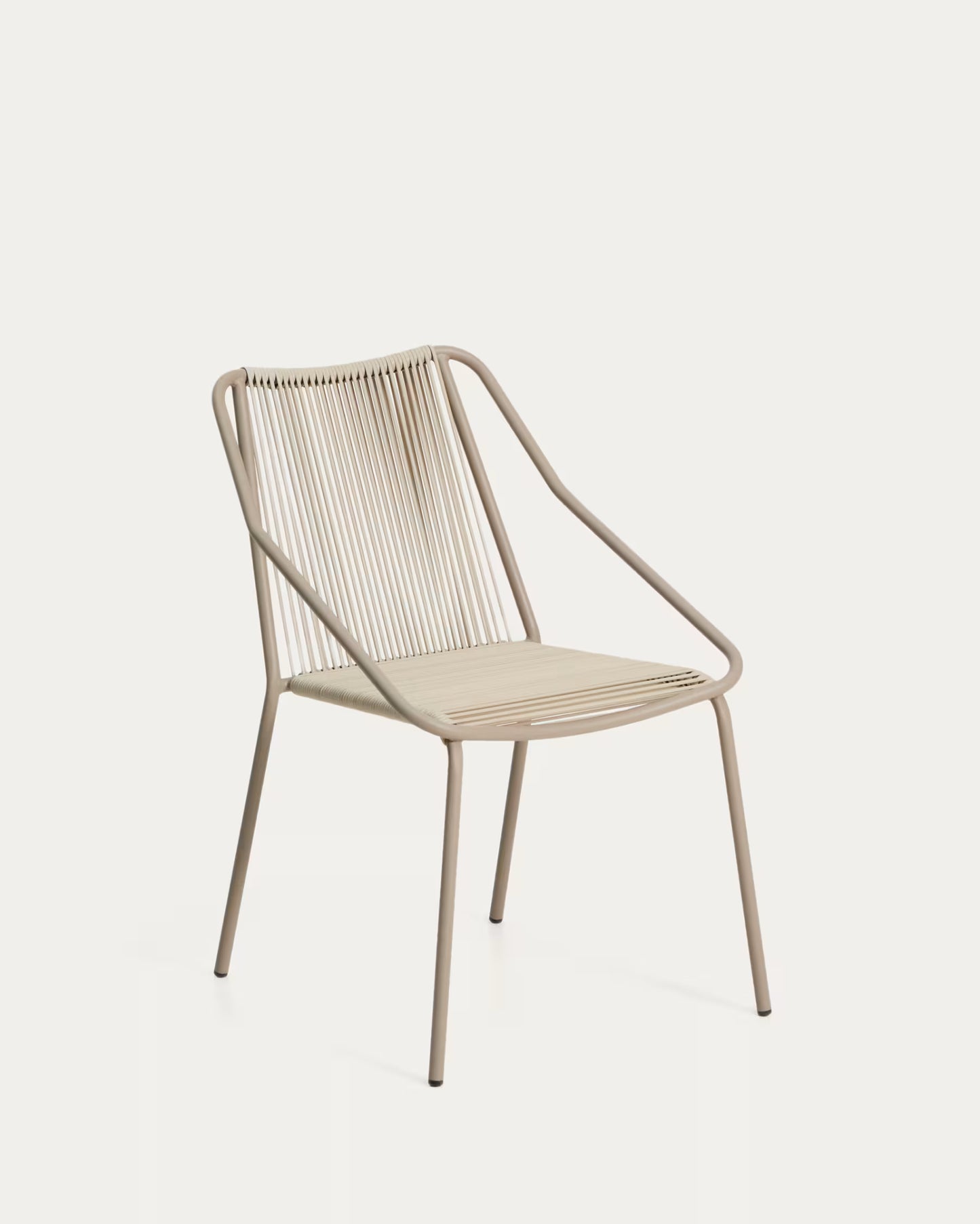 Kave Home Zivia Stackable Outdoor Chair in Ecru Rope Cord and Taupe Galvanised Steel