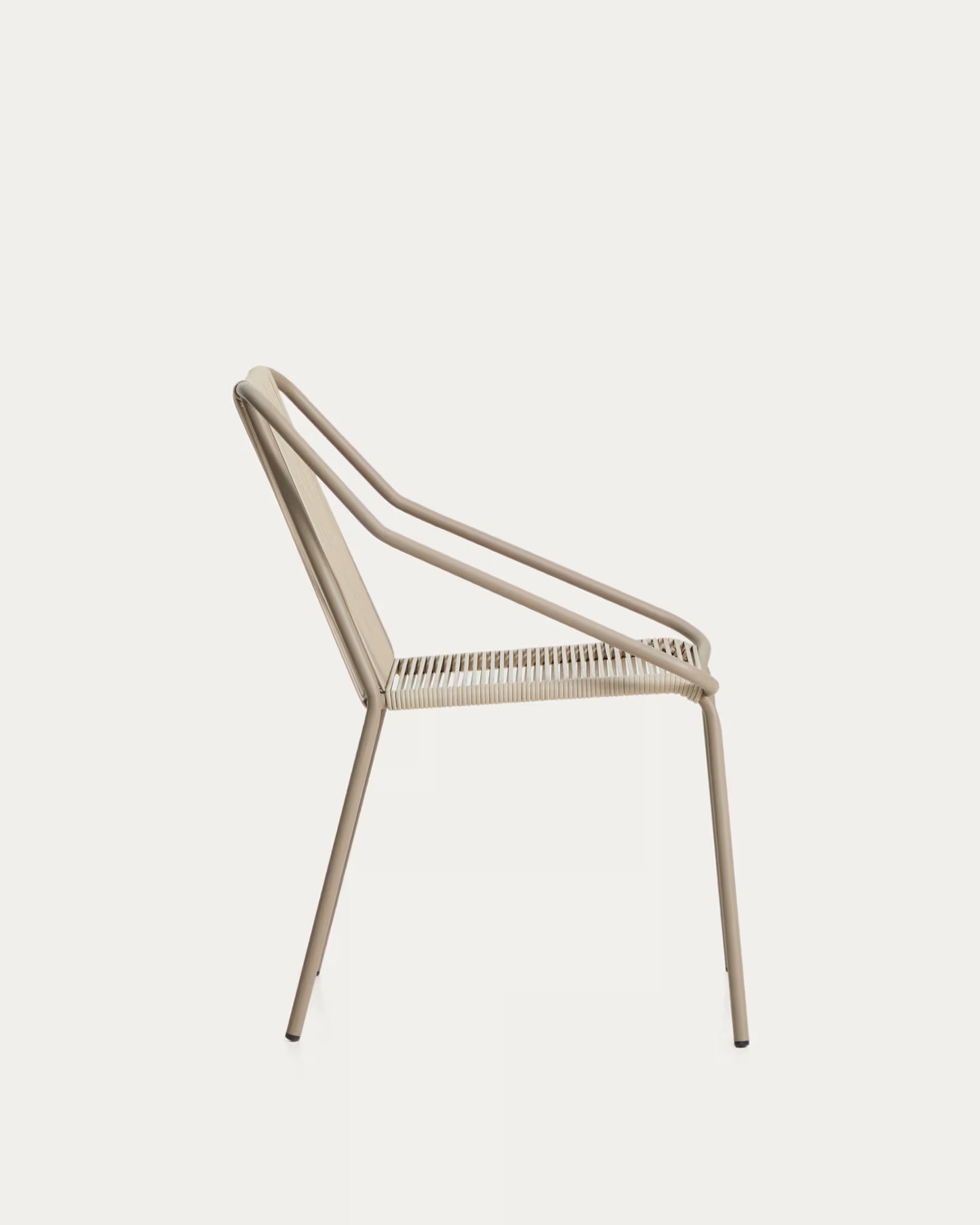 Kave Home Zivia Stackable Outdoor Chair in Ecru Rope Cord and Taupe Galvanised Steel