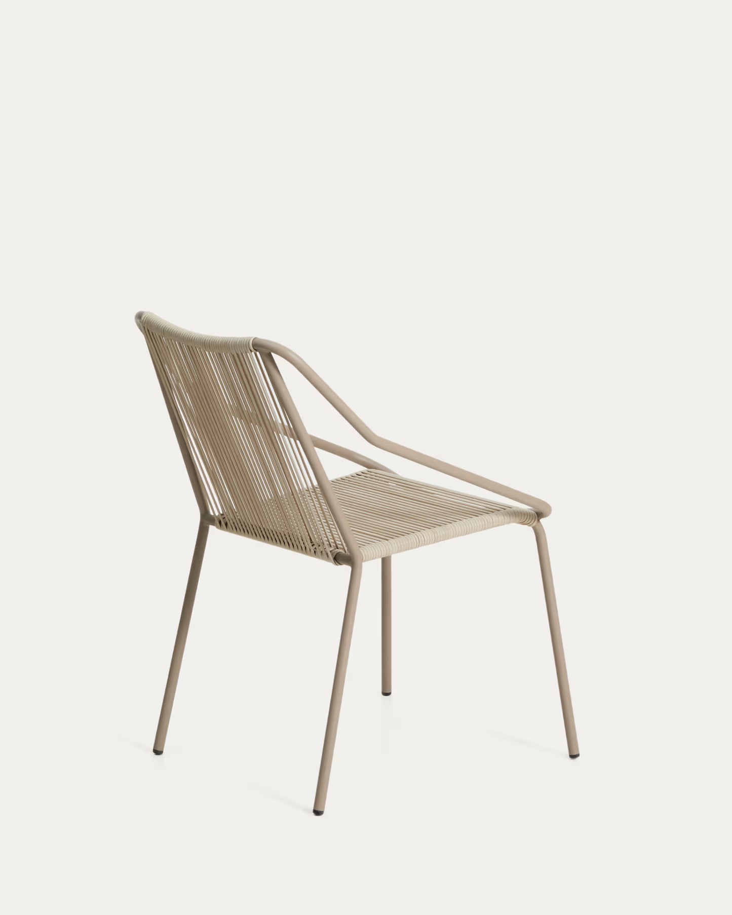 Kave Home Zivia Stackable Outdoor Chair in Ecru Rope Cord and Taupe Galvanised Steel