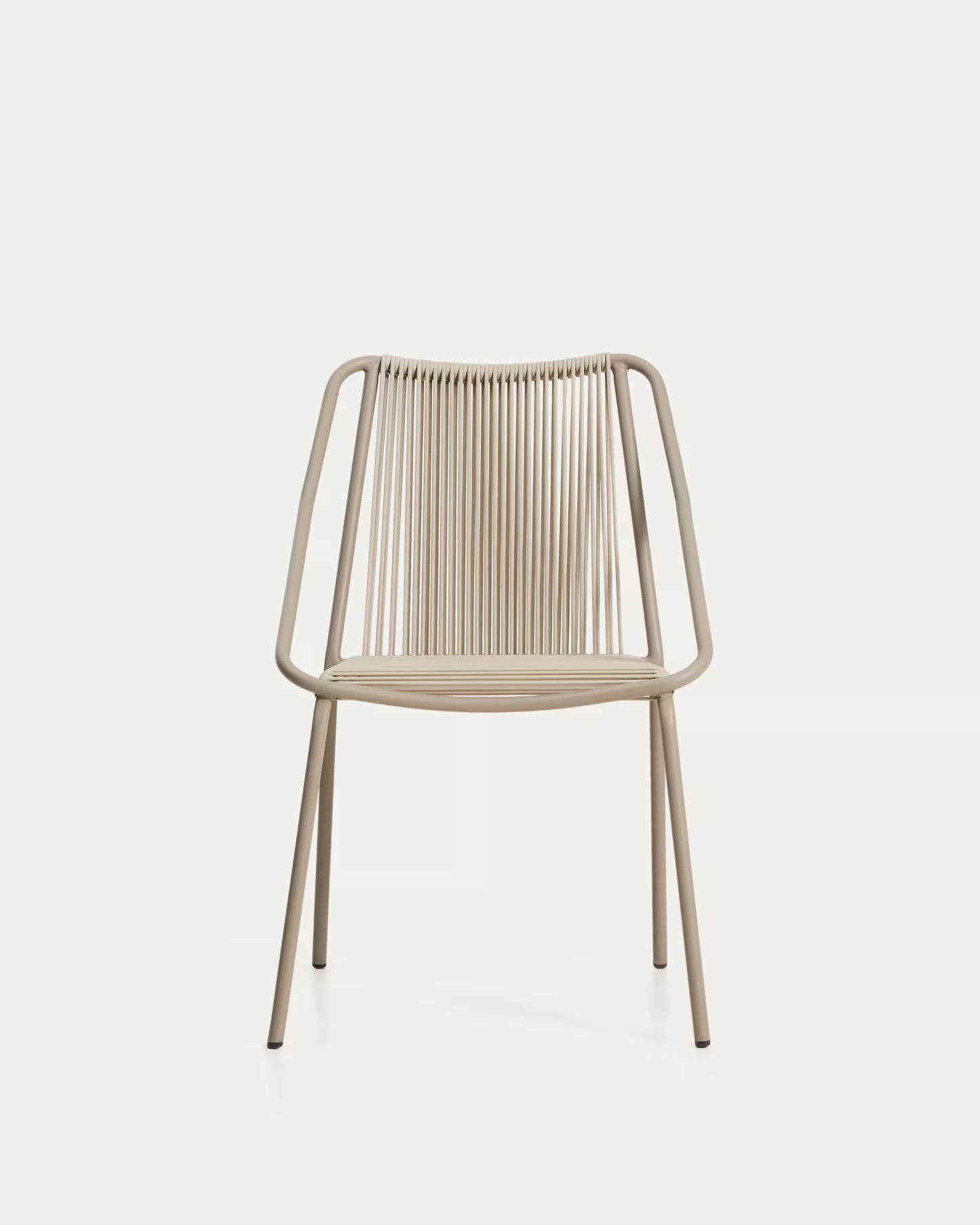 Kave Home Zivia Stackable Outdoor Chair in Ecru Rope Cord and Taupe Galvanised Steel