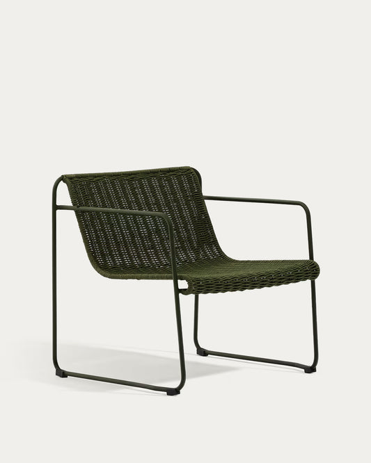 Kave Home Maurina Stackable Armchair Set of 2 in Green Galvanised Steel and Green Rope Cord (Copy)