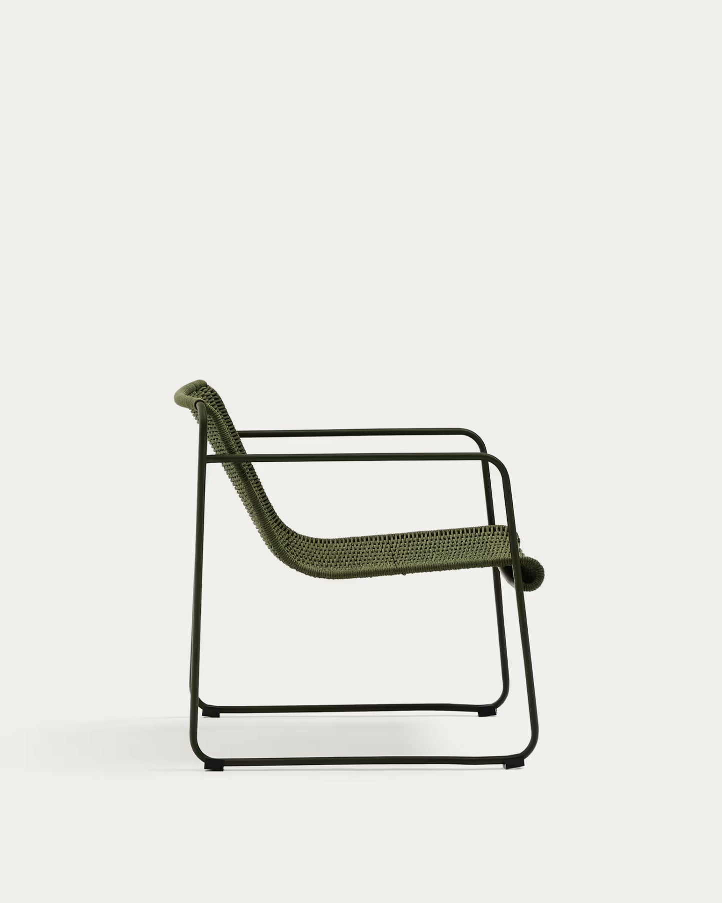 Kave Home Maurina Stackable Armchair in Green Galvanised Steel and Green Rope Cord