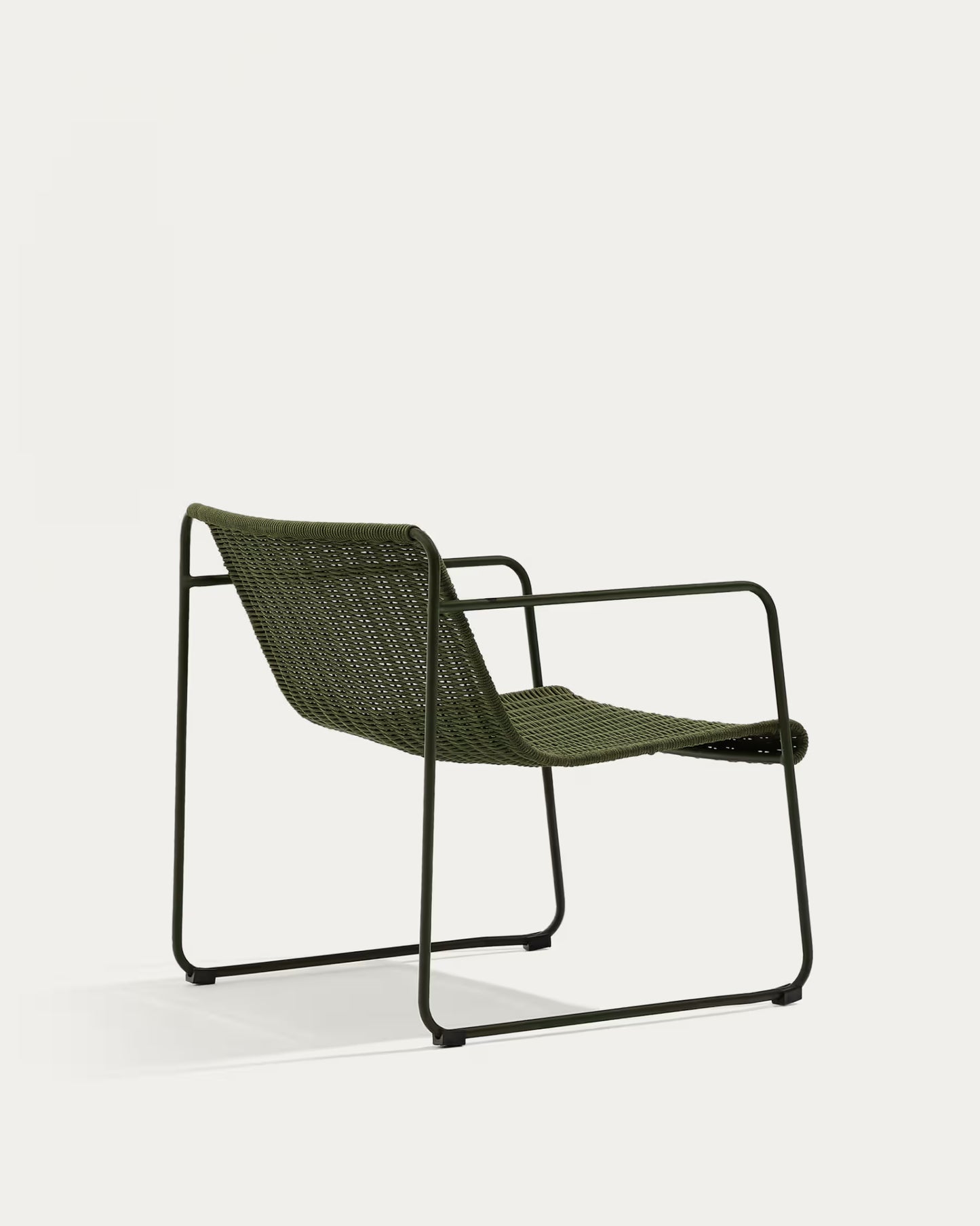 Kave Home Maurina Stackable Armchair in Green Galvanised Steel and Green Rope Cord