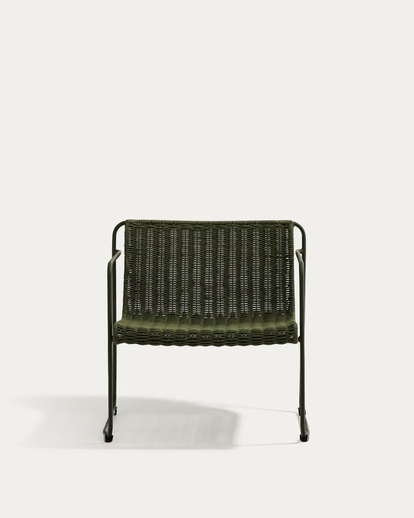 Kave Home Maurina Stackable Armchair in Green Galvanised Steel and Green Rope Cord
