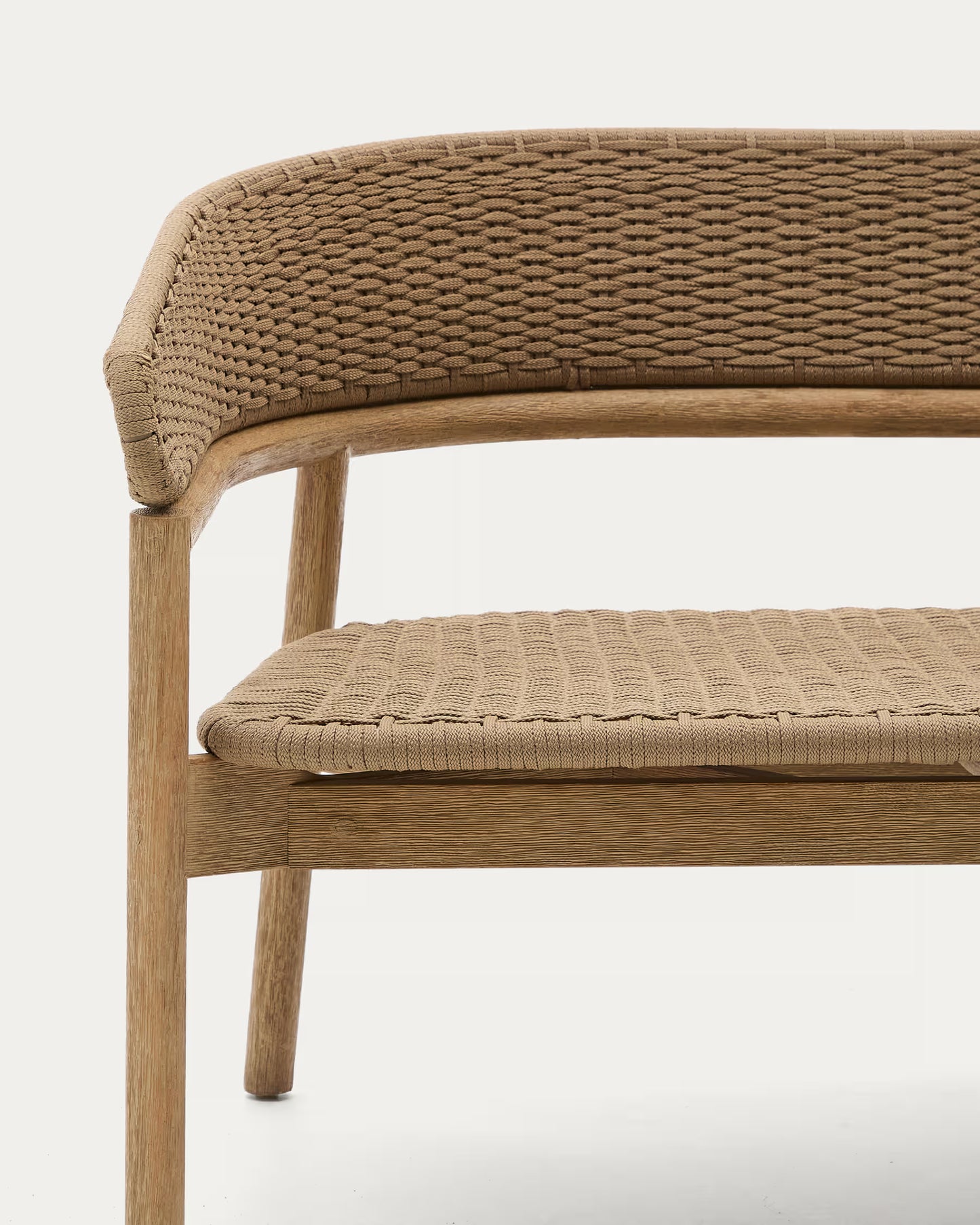 Kave Home Arinella 3-seater Sofa in FSC 100% Solid Acacia Wood with Natural Finish and Beige Rope Cord 167 cm